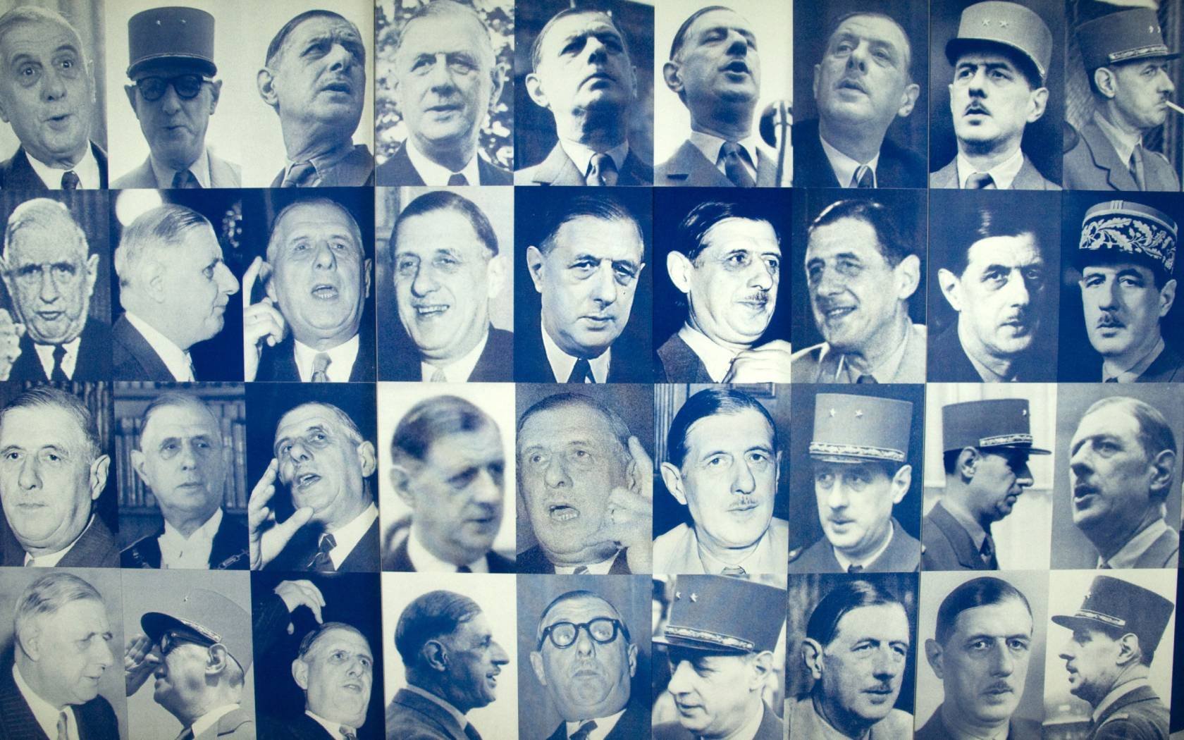 Photo collection of Charles de Gaulle in Hôtel des Invalides.