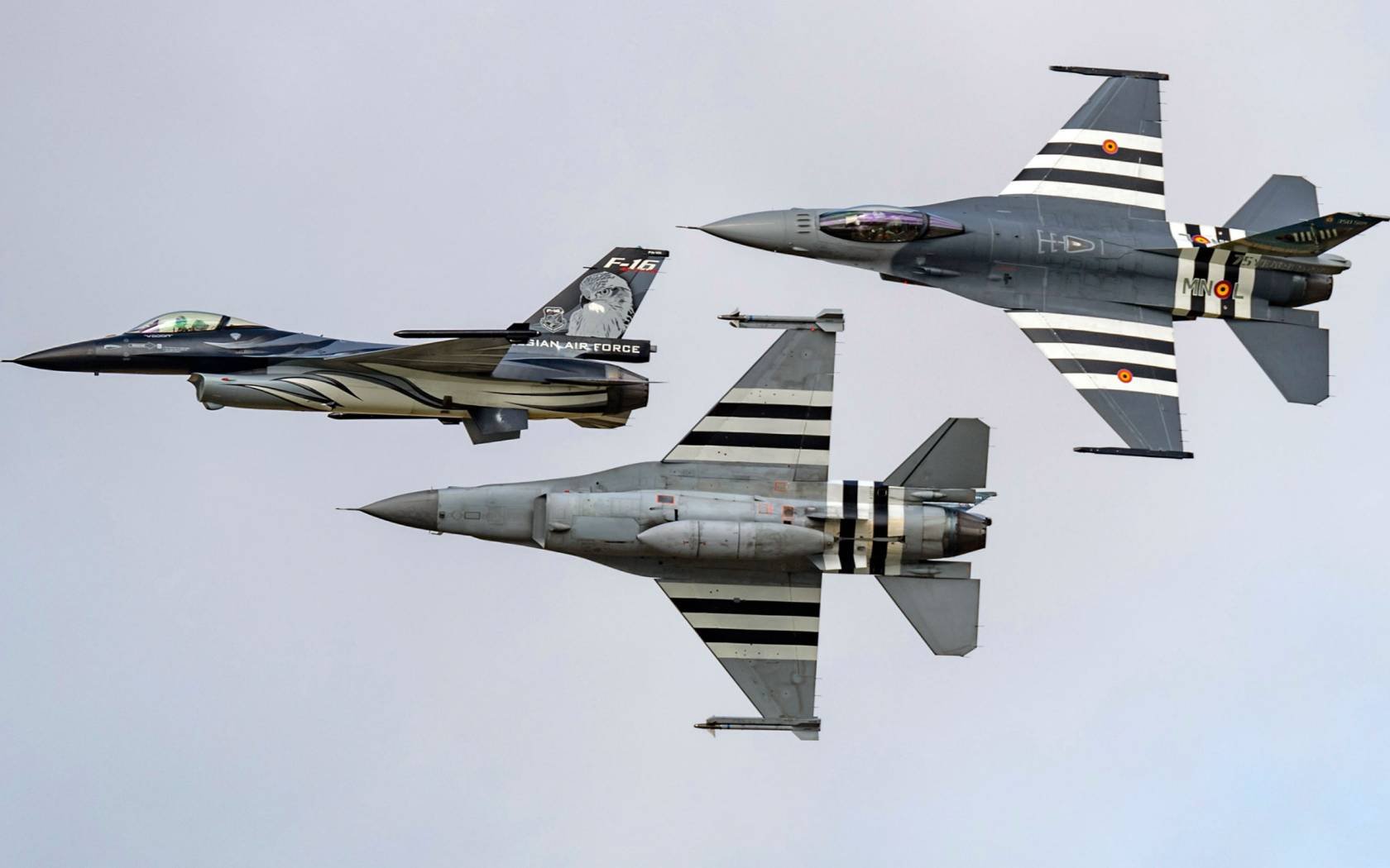 F-16 airfraft featured in the NATO 70th Anniversary flypast.