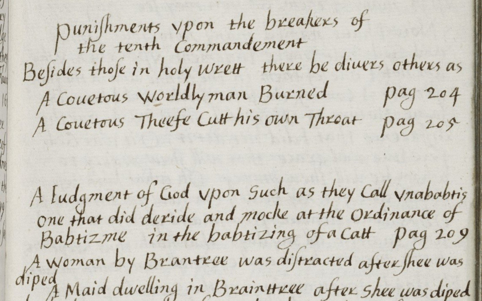 An excerpt from Nehemiah Wallington's diary