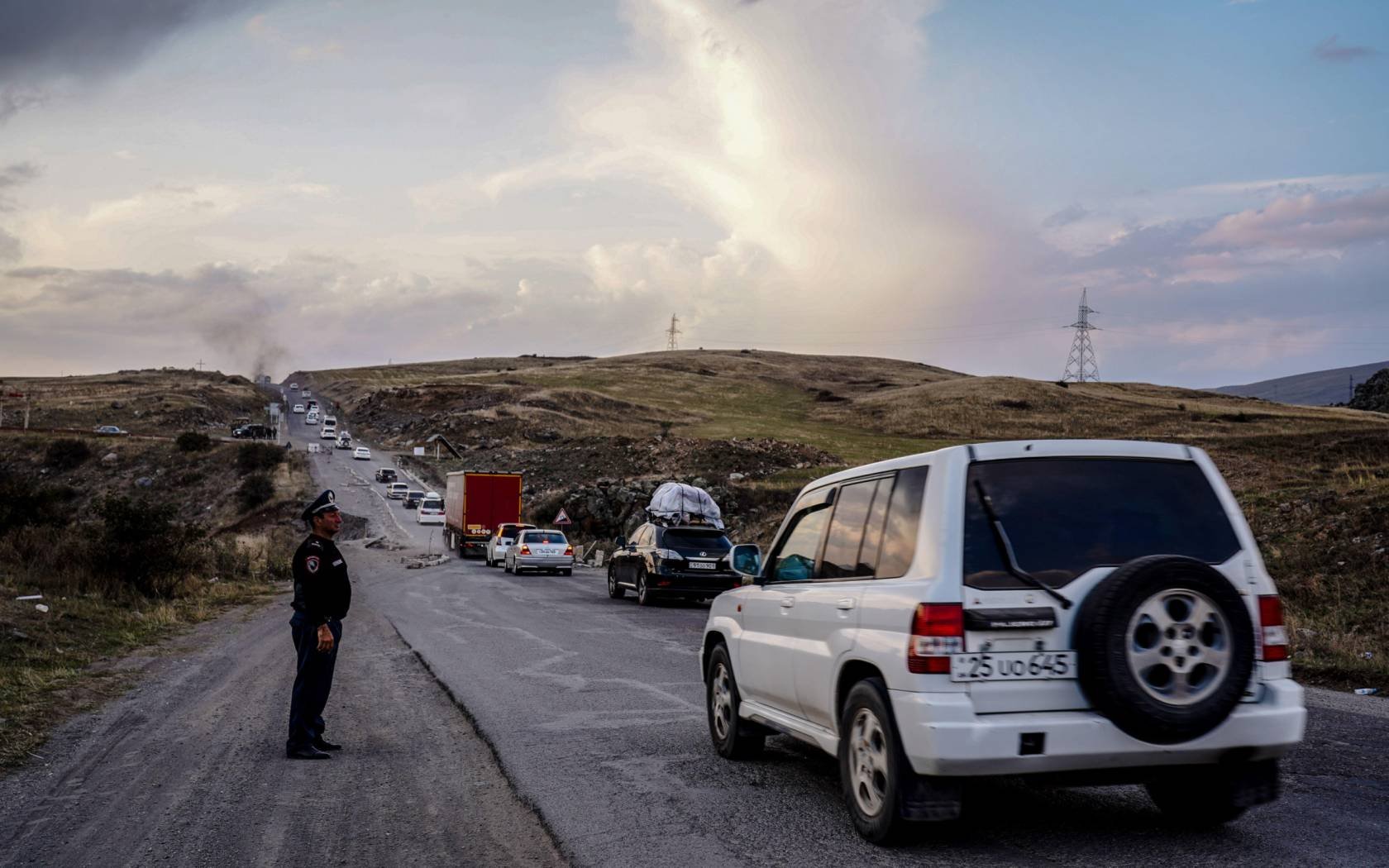 Ethnic Armenians flee from Nagorny Karabakh.